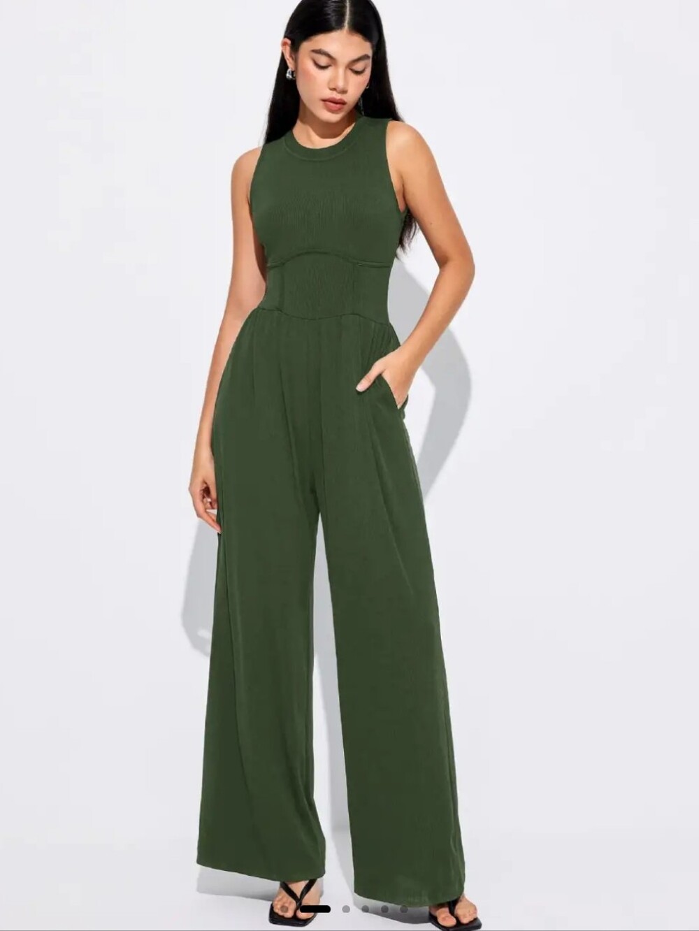 Cider Olive Green Sleeveless Jumpsuit Sz 0XL